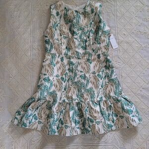 Floral Girls / Juniors Party Easter Dress in Green and Gold - Aura, Size L / 16